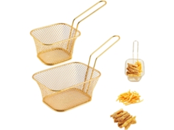 Cesto para Fritura - 2 Unidades Escorredor de Cascas Cozedor de Legumes Aço Inoxidável Alimentos Aço -aquaforge