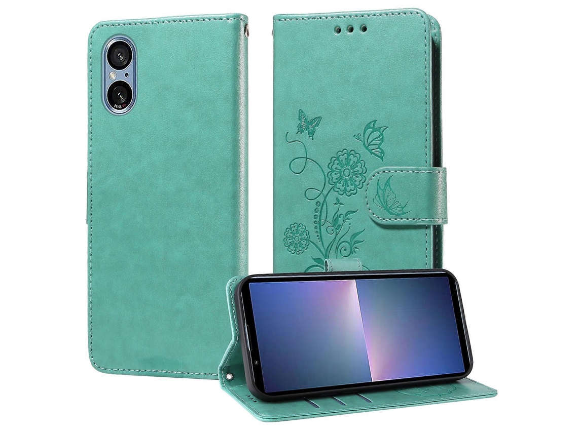 Capa De Couro Para Celular Com Flores De Borboleta Em Relevo