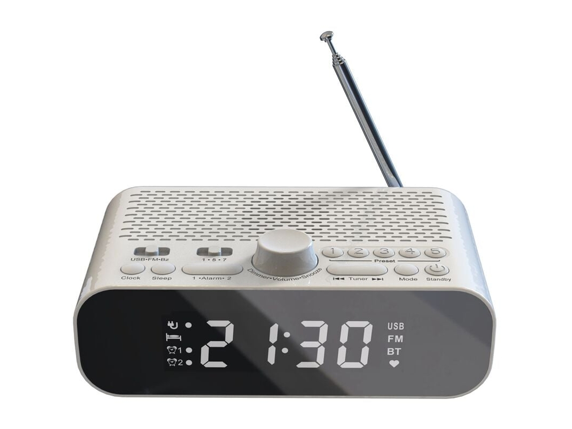 Rádio Fm com Bluetooth, Visor Led, Alarmes Duplos, Subwoofer BRILVIBERA