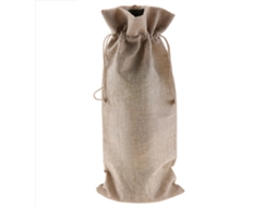 Nova Line 12 Bolsas de Vinho de Linho Simples com Corda de Fecho Capa Decorativa Champanhe Bege