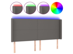 Led Headboard, Led Headboards Vidaxl Cinzeto Couro Artificial (163 X 16 X 118/128 Cm)