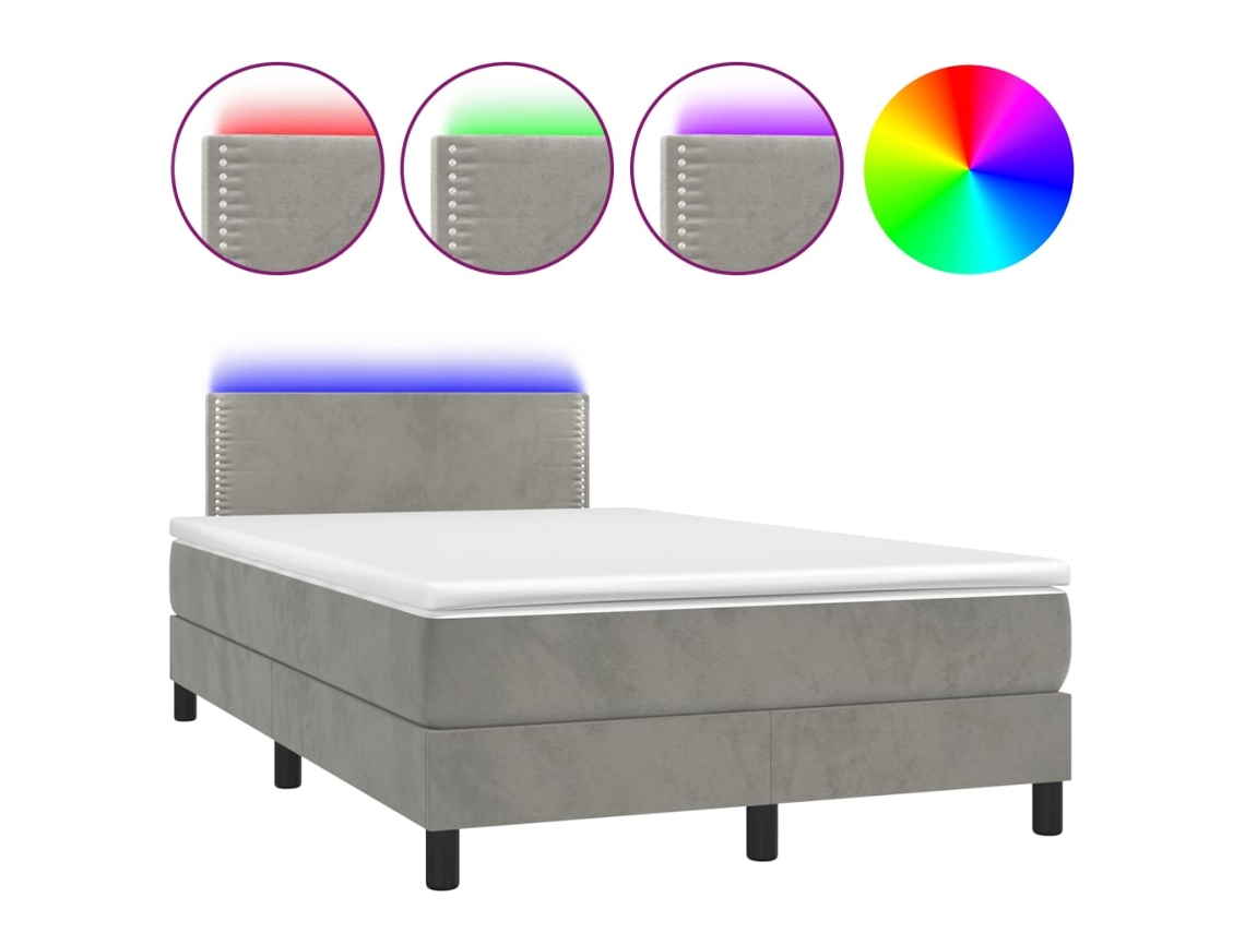 Box Spring Bed, Box Spring Beds Vidaxl Cinzeto Veludo (120 X 200 Cm)