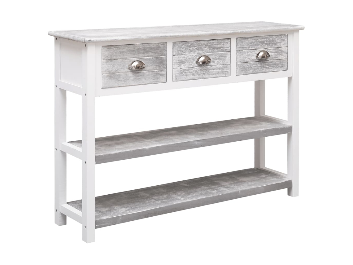 Vidaxl Aparador 108x30x76 Cm Madeira Paulownia Maciça Cinzento