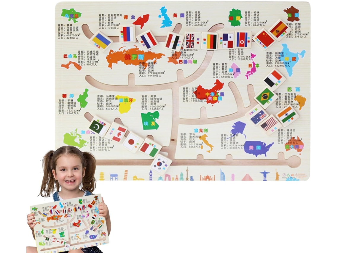 Labirinto De Cores E Números, Atividade Educativa Madeira, Mesa Com