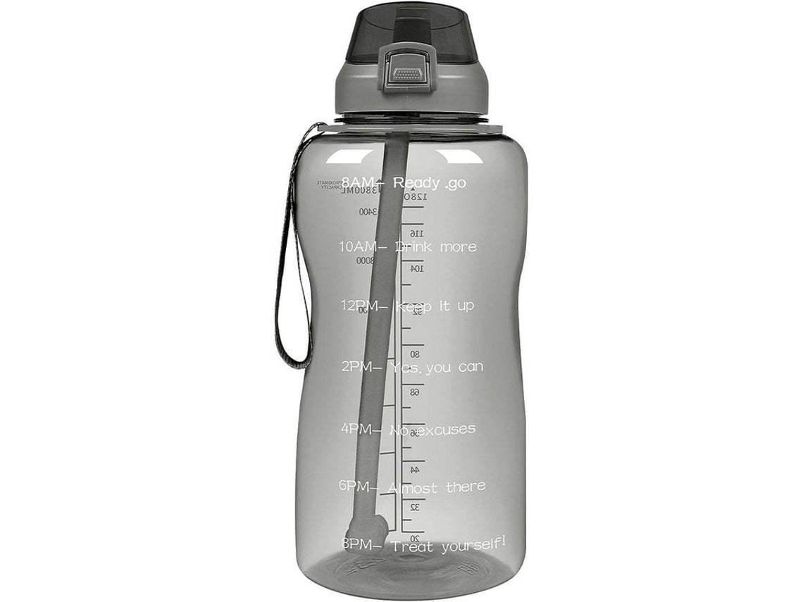 Rebe-Bottle de Água Linjou 2l Com Caneca E Tampa Antivazamento, Bpa Free Com Marcador Tempo Preto