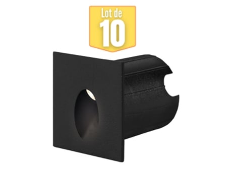 Conjunto de 10 Mini Leds Wall Led Vector D Carré Noir 2W 3000K Ip65 BRAYTRON