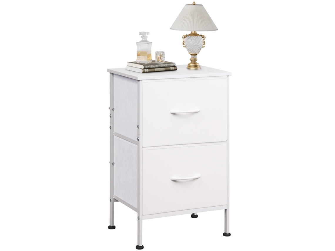 Cómoda Wlive Com 2 Gavetas Em Estrutura De Aço Branco Para Quarto E Sala