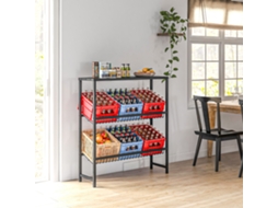 Storage Rack, Height Adjustable, Sturdy Metal, Space-saving Design, Load Capacity 210 Kg, Black