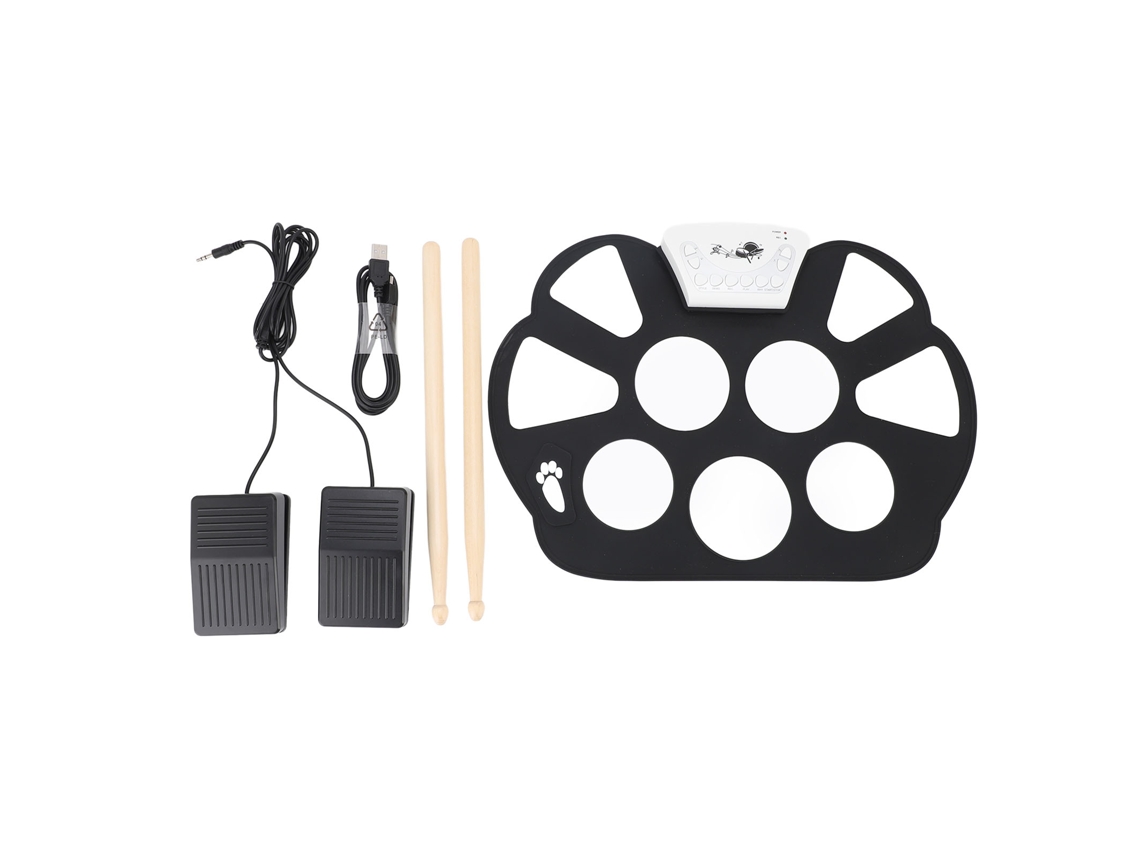 Conjunto de bateria eletrônica portátil de silicone enrolável para crianças.