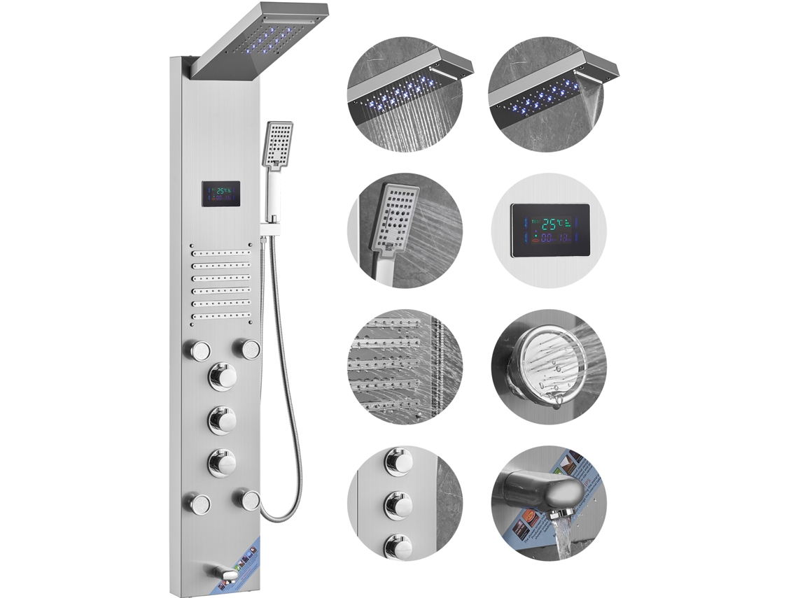 Diodo Emissor de Luz Da Hidroeletricidade dos Modos Do Sistema 6 Da Torre Do Painel Do Chuveiro de VEVOR de Aço Inoxidável