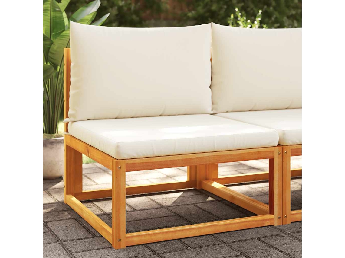 Vidaxl Sofá De Jardim Vidaxl Sem Braços Com Almofadas Em Madeira De Acácia E Corda
