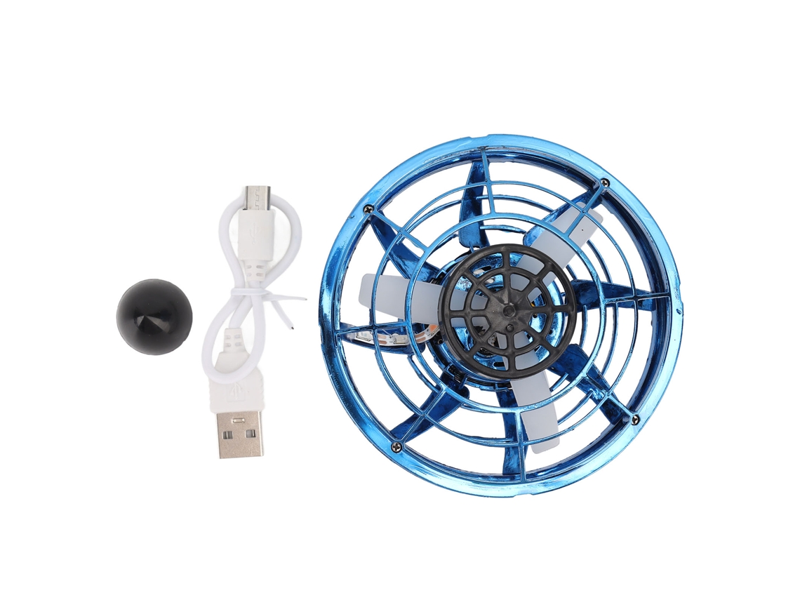 Flying Spinner Dron Manual Pequeno Ufo Brinquedo Externo Azul Com Luz Led E Tecnologia De Giros Inteligente