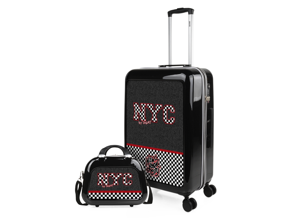 Conjunto de Malas de Viagem Pc SKPAT Nice Xadrez Negro Pc 45X68X26 Cm