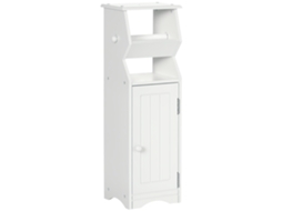 Armário De Banheiro Em Mdf Branco Com Espaço Para Armazenamento E Porta-papel Higiênico, 19x15x56 Cm