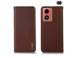 Capa Para Celular Motorola Moto G04 / G24 Khazneh Em Couro Bovino De Camada Superior Nappa