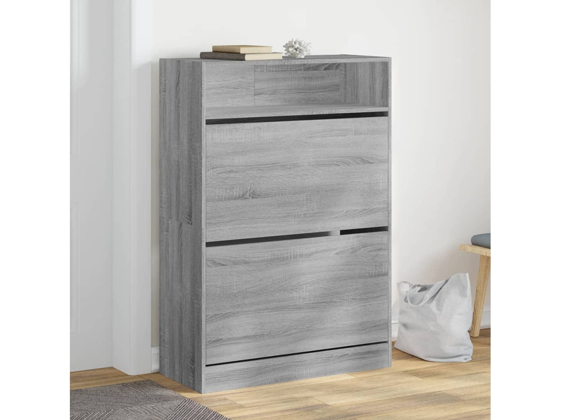 Vidaxl Sapateira C/ 2 Gavetas Articuladas 80x34x116 Cm Cinzento Sonoma