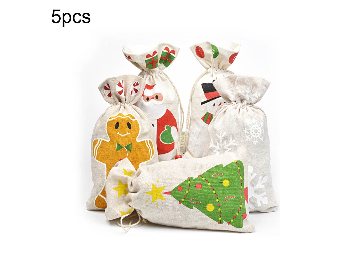 Sacola De Algodão Para Presentes De Natal E Maçãs Doce
