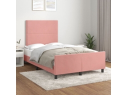 Vidaxl Estrutura De Cama C/ Cabeceira 120x200 Cm Veludo Rosa