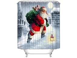 2026 cortina de Ducha Navideña Linjou de Poliéster Impermeable Con Santa, 180x180cm, Lavable a Máquina