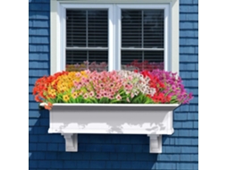 Varanda Externa com Decoração de Violeta de Cinco Pontas e Flores Artificiais na Cor Vermelha. AQUAFORGE (2 Peças)