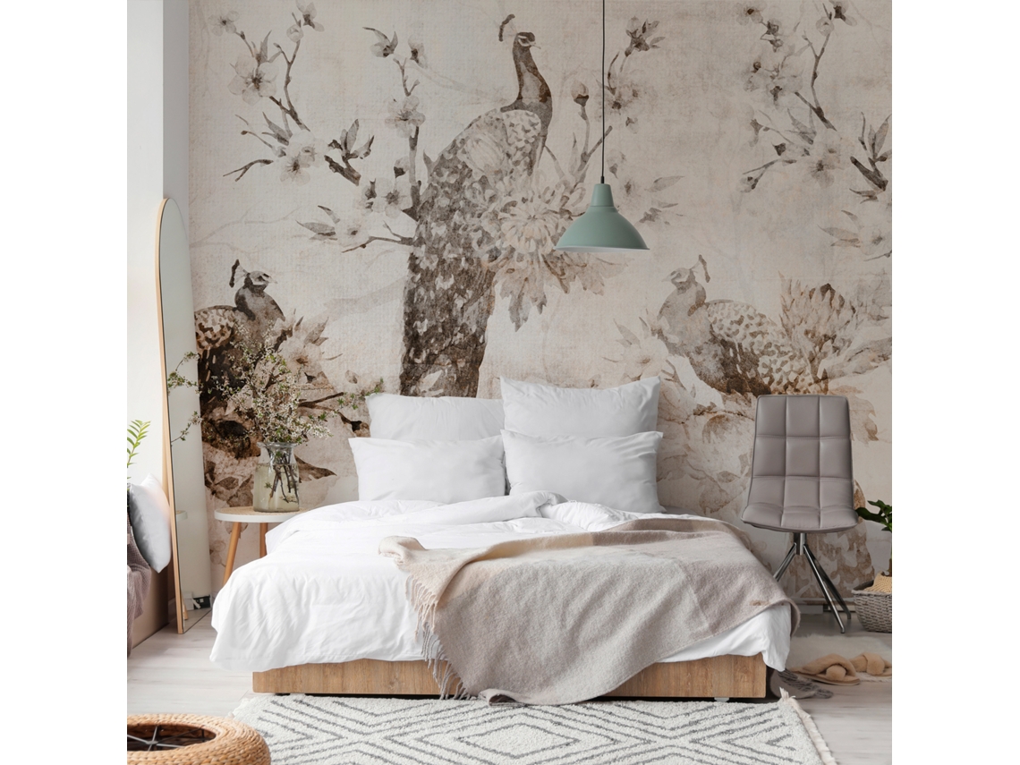 Papel de Parede ARTGEIST Peacocks in Delicate Beige (450x315)