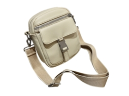 Mochila Pequena Transversal Ombro Único Leve Multibolsos Multicamadas Bolsa de Grande Capacidade Caqui