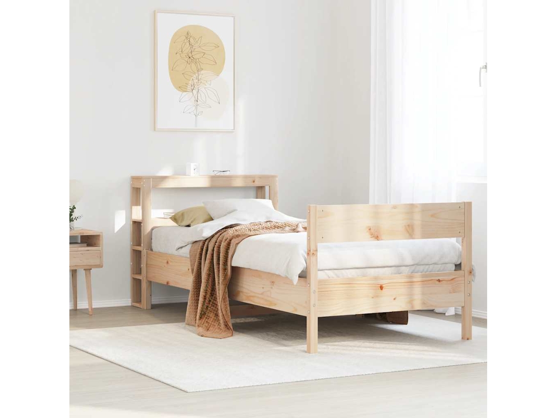 Vidaxl Cama Sem Colchão 75x190 Cm Madeira De Pinho Maciça