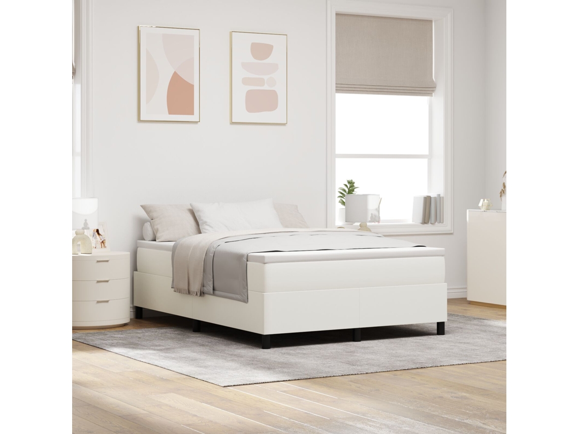 Cama De Casal Box Creme Corduroy Lovely Home Madeira Tecido Bege (140x200)