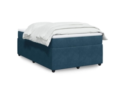 Vidaxl Cama Boxspring com Colchão 120x200 Cm Veludo Azul escuro