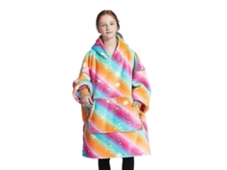 Camisola de Blanket Oversized Super Macia Confortavel para Crianças com Capuz e Mangas Arcoíris 2
