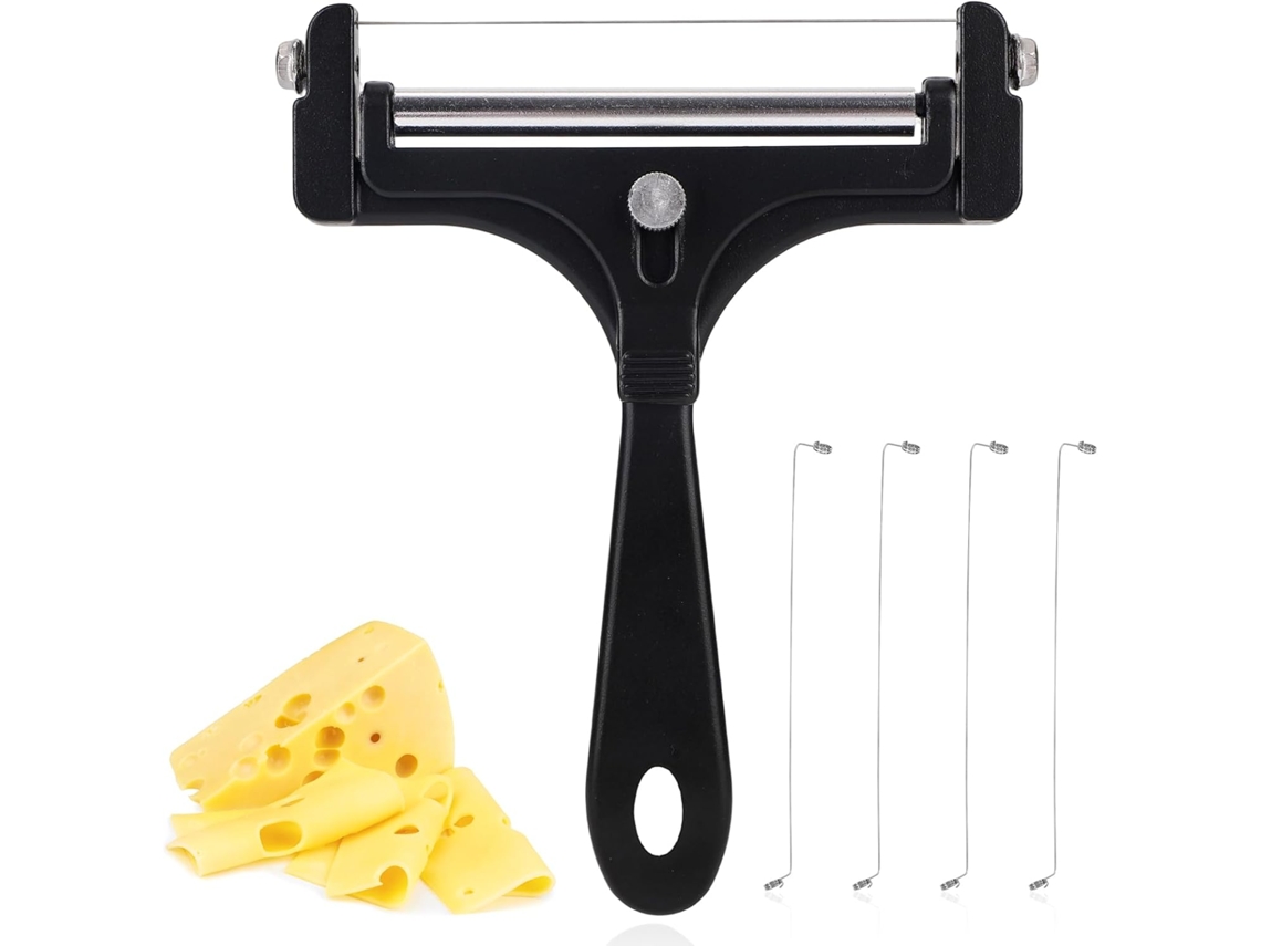 Fatiador De Queijo Em Aço Inoxidável Com 4 Fios Extras, Cortador De Manteiga Manual Ajustável(preto), Fa