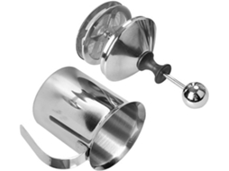 Espumador de Leite Manual em Aço Inoxidável, 400 Ml, com Peneira Dupla para Preparo Café CHABERLU