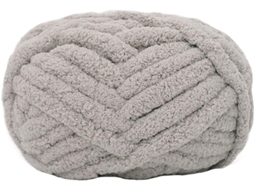 Lurelia Fio Chenille Grosso Macio Poliéster 2 Cm 226 G 25,6 Metros Cinza Para Tricô Crochê Mantas Artesanais