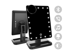 Espejo de Maquillaje Con Luz Led Bluetooth 10x Magnificación Giratorio Recargable