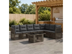 Vidaxl Conjunto De Sofá De Jardim 8 Unid. Cinzento Vime Pe