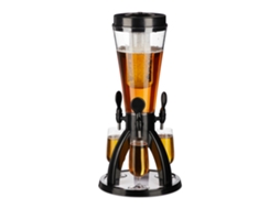Relaxdays Torre De Cerveja Com 3 Torneiras, 4 L, Distribuidor De Bebidas, Biertower Jardim, Transparente/preto