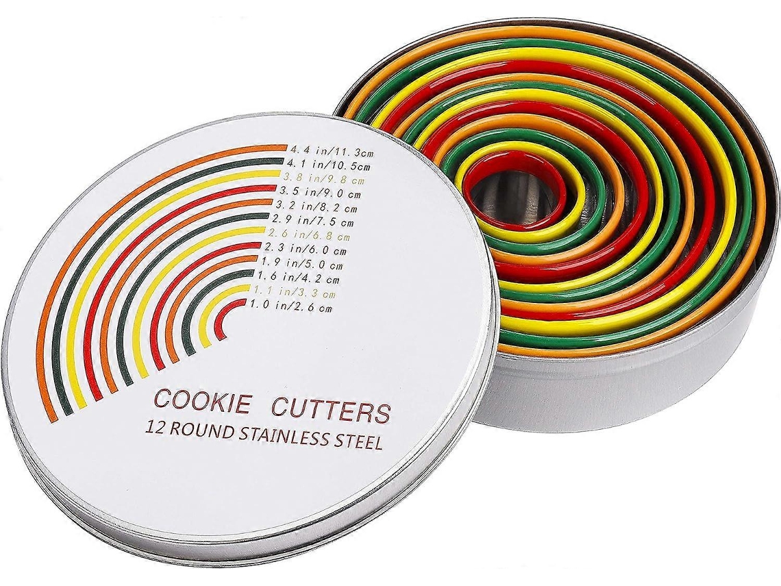 Cortadores de Biscoitos de Aço Inoxidável, 12 Tamanhos Redondos, Moldes para Biscoitos, Acessórios de Confeitaria