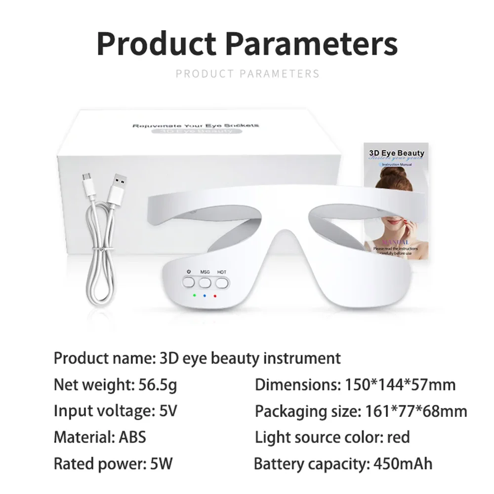 Massageador Ocular com 3 Níveis de Luz Vermelha para Remover Bolsas, Olheiras e Inchaço. MDUG (branco)