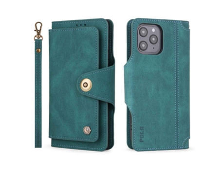 Capa Pega Inch Para Iphone 12 Pro Max Pola Pele Sintética Com Porta-cartões Azul