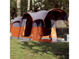 Vidaxl Tenda Familiar Túnel P/ 8 Pessoas Impermeável Cinza/laranja