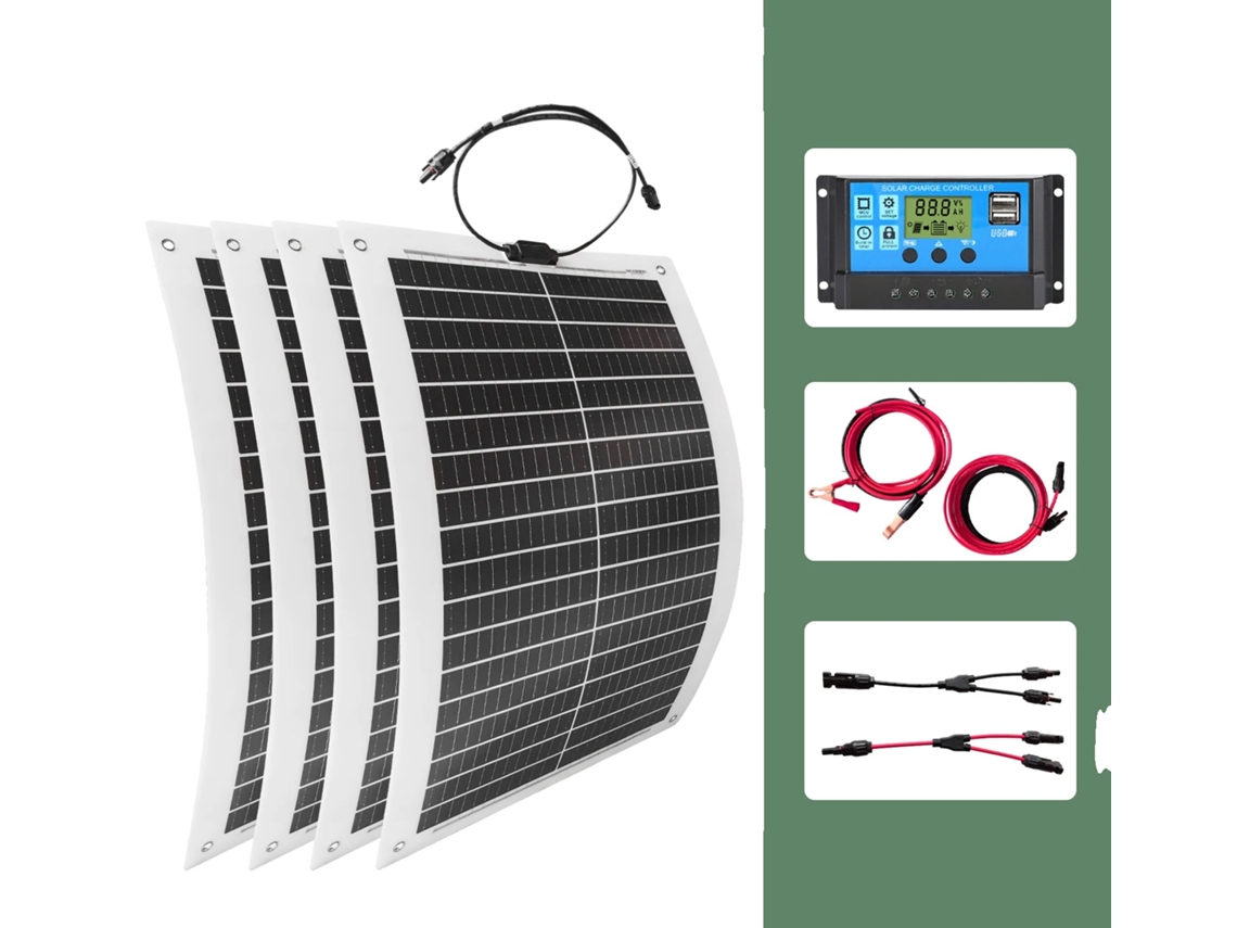 Kit De Sistema Solar 2000w, Carregador Solar De Alta Eficiência, Design Durável E Resistente À Água,4 Pcs Com Controle Oem