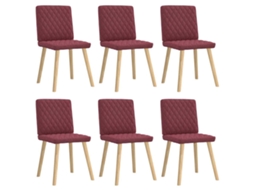 Vidaxl Cadeiras De Jantar 6 Pcs Tecido Vermelho-tinto