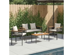 Vidaxl Conjunto De Móveis Para Exterior Preto E Branco Creme Vime Pe