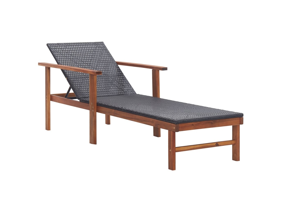 Sunlounger, Sunloungers Vidaxl Preto Rattan / Vime (n/a)