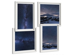 Pinturas Murais Modernas Paisagens De Cidades Naturais Moldura Branca Quadros Para O Escritório Espelharte (conjunto De 4 Imagens)