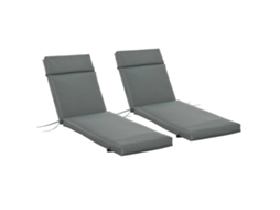 Conjunto De 2 Almofadas Para Espreguiçadeira 196x55x8 Cm Para Acolchoada Para Jardim Pátio Cinza