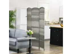 Biombo Polipropileno e Madeira de Paulowni Cor Cinzento 135x1,7x180 cm Homcom