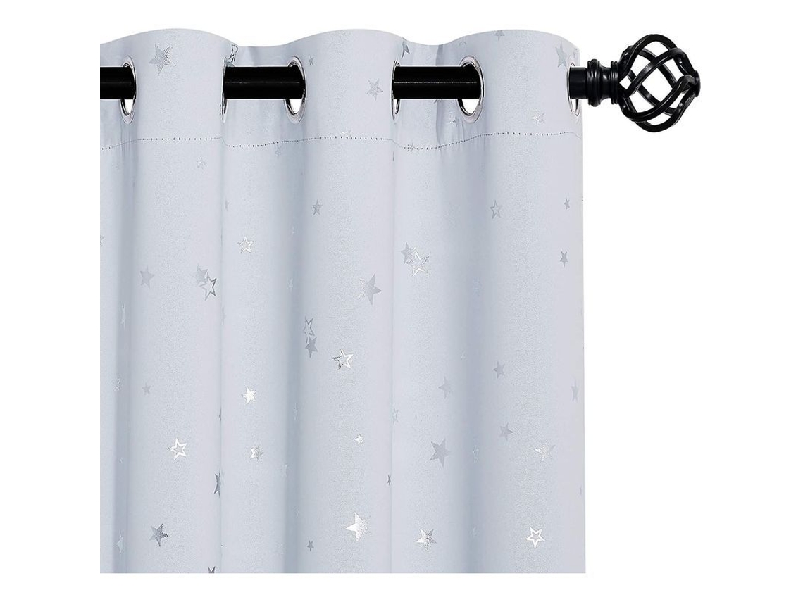 Cortinas Blackout para Quarto de Menina com Estrelas Roxas, 132x210cm, Rosa Claro, 2 Peças, Tecido Triplo, Lavável à Máquina