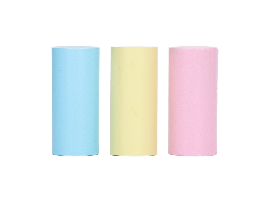 Papel Termico Para Impressora Mini 3 Rolos 57x25mm Amarelo Azul Rosa Etiqueta Foto