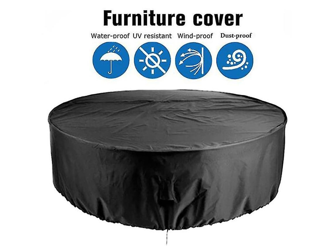 Fundas para Muebles de Exterior Impermeables para Mesa Redonda de Patio de Tela Resistente Uv Antidesgaste Antipolvo 142x68cm
